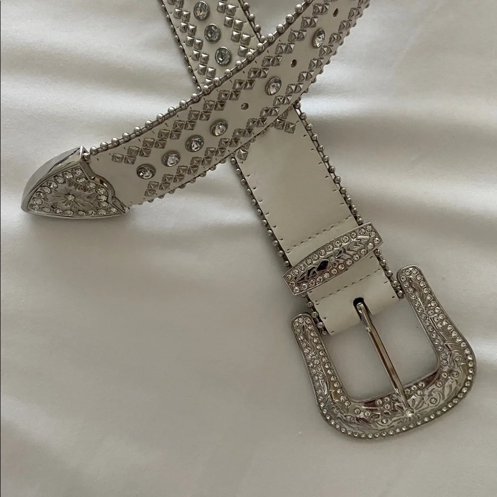 Faux Leather Rhinestone and Stud Cowgirl Belt - Picture 2 of 8